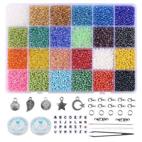 Perles en vrac de couleur de verre ménager, ensemble de 24 couleurs