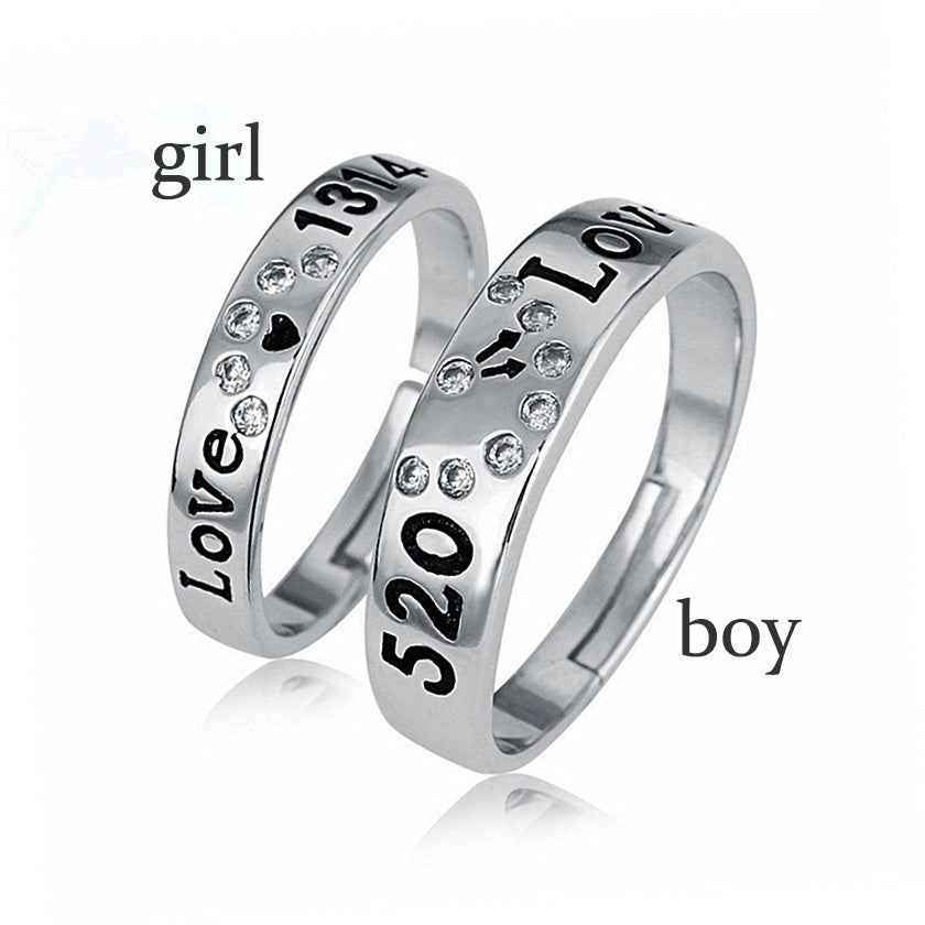Men And Women's Creative Silver Diamond Rings - Love Rings -  Couple Creative Love Rings