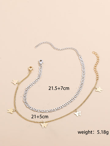 Buy Bohemian-Style Cross And Double-Heart Multi-Layer Anklet online at Fashionner.