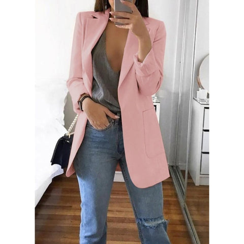 Blazer cardigan fin à revers élégant
