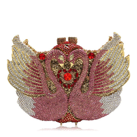Sac de soirée serti de diamants cygne, robe de banquet, sac entièrement serti de diamants