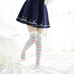 Christmas Long Socks Winter Women Striped Stockings New - Fashionner