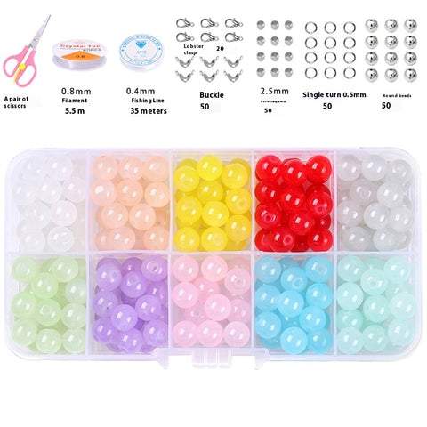 Perles rondes doubles en cristal de verre, kit de matériaux pour bracelet DIY fait à la main, boîte d'accessoires, matériaux pour enfiler les perles