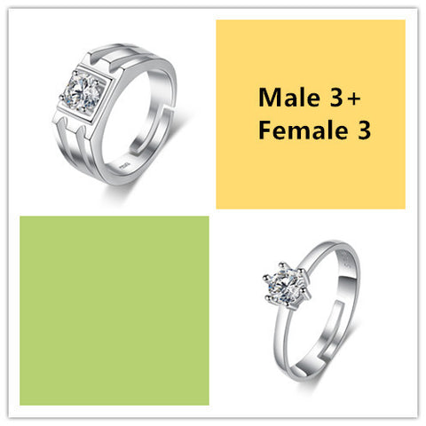 Bague de couple en argent plaqué bouche de zircon de simulation
