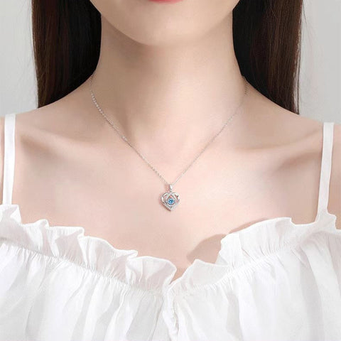 S925 Beating Heart-shaped Necklace Women Luxury Love Rhinestones Necklace Jewelry Gift For Valentine's Day - Fashionner