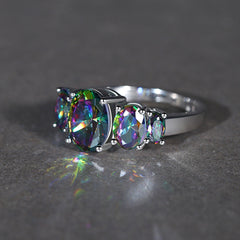 Simple color oval couple ring