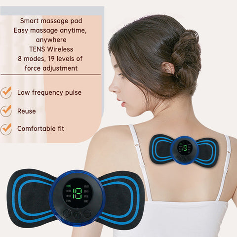 EMS Masseur de Cou à Impulsion Électrique Patch de Massage Cervical Autocollant Dorsal Stimulateur Musculaire Portable Soulagement de la Douleur Relaxation Masseur