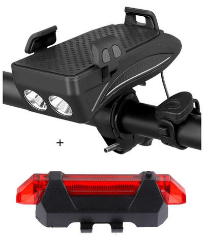 Motorcycle Bicycle Phone Holder Support Charging For Cell Phone With Bike Bell Power Bank Bicycle Front Lamp Flashlight - Fashionner