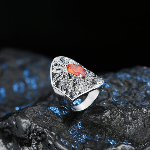 Bague Couple Feuille Colorée Diamant Mode