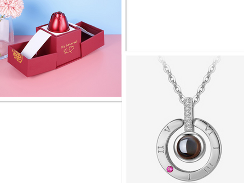 Hot Valentine's Day Gifts Metal Rose Jewelry Gift Box Necklace For Wedding Girlfriend Necklace Gifts - Fashionner