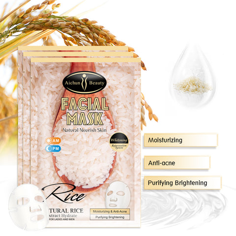 Masque de Riz Visage Rides Fines Hydratant Dessalement Éclaircissant Peau Masque de Riz Produits de Soin pour la Peau