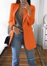 Blazer cardigan fin à revers élégant