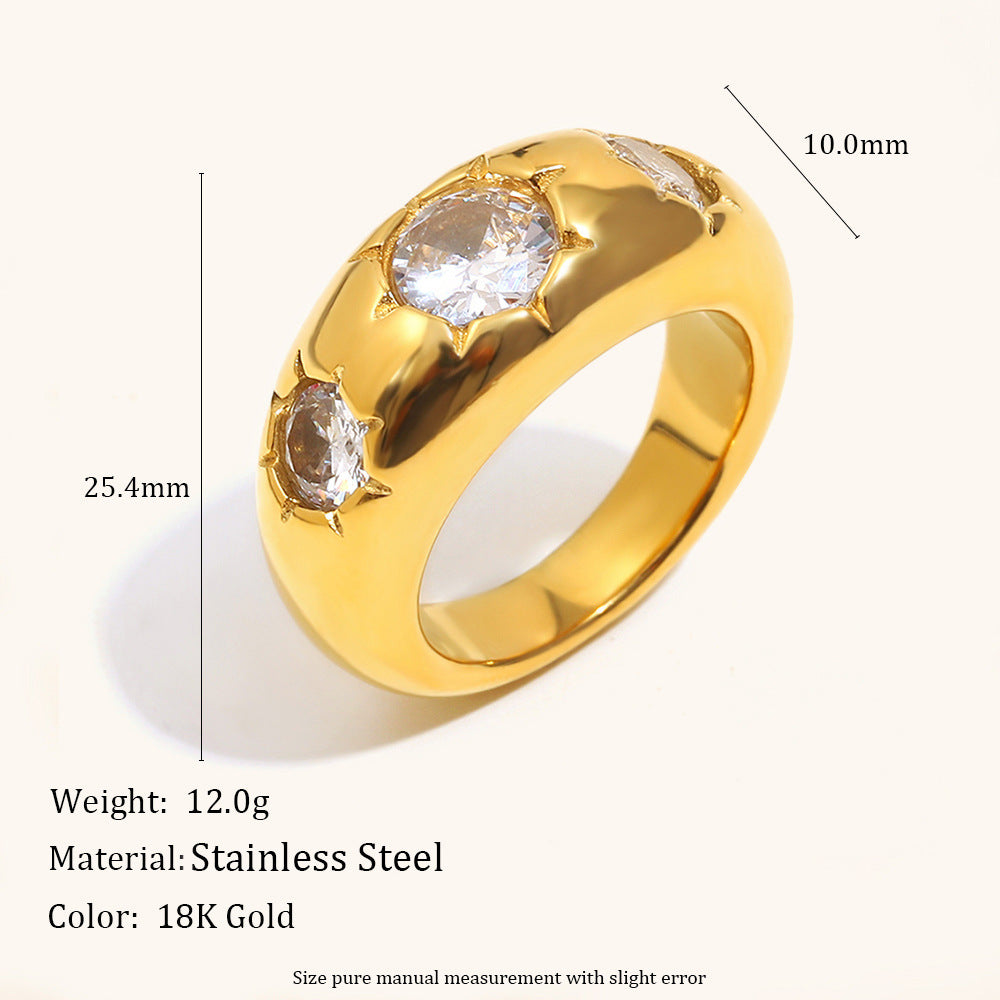Buy Womens Stainless Steel Ring In Gold-Champagne Color online at Fashionner.