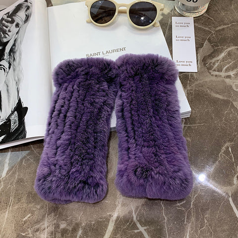 Gants doux, chauds et épais en fourrure de lapin Rex