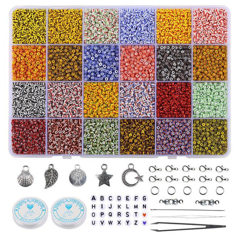 Perles en vrac de couleur de verre ménager, ensemble de 24 couleurs