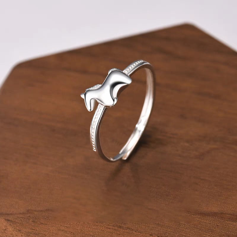 Buy 1 Piece 999 Sterling Silver Rocking Horse & Coin Open Ring, Cute Lucky Style, For Daily Wear & Gifting online at Fashionner.