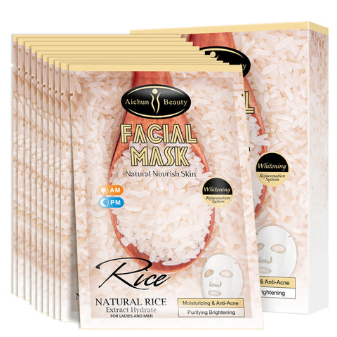 Masque de Riz Visage Rides Fines Hydratant Dessalement Éclaircissant Peau Masque de Riz Produits de Soin pour la Peau