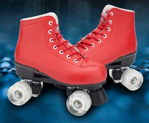 Patins à Double Rangée Big Red Cowhide avec Roues Lumineuses et Résistantes à l'Usure