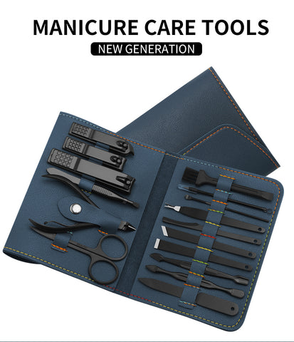 16pcs set Nail Clipper Cutter Trimmer Ear Pick Grooming Kit Manicure Set Pedicure Toe Nail Art Tools Set Kits with Bag - Fashionner