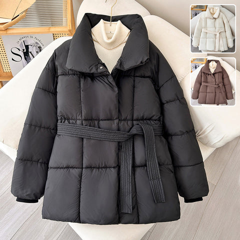 Manteau à revers chaud à carreaux avec ceinture, design mode, veste épaisse décontractée, vêtements pour femmes automne et hiver