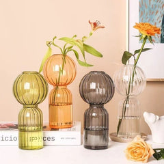 Ins Creative Glass Vase Striped Transparent Glass Vase Table Decorative Ornaments Hydroponic Flower Simple Vase