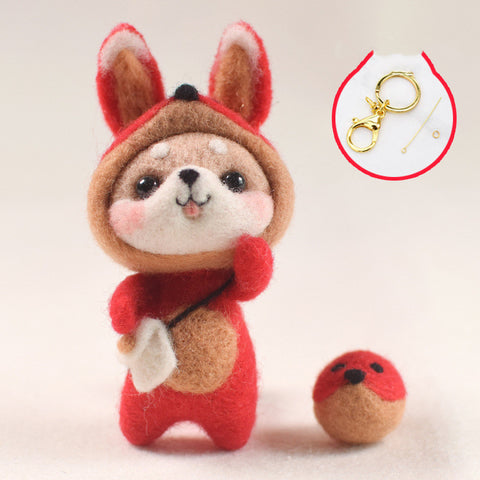 Laine Feutre Piqué Piqué Fait Main Diy Sac De Matériel De Chat Pendentif Clé