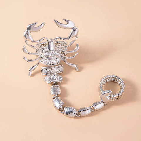 Grande Bague Scorpion Or Argent Cristal Scorpion Queue Élastique Bagues Double Doigt Pour Femmes Hommes