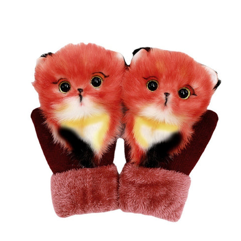 Gants d'hiver en peluche animaux pour femmes