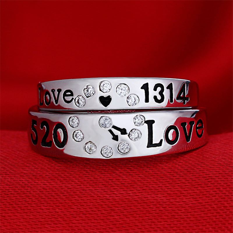 Men And Women's Creative Silver Diamond Rings - Love Rings -  Couple Creative Love Rings