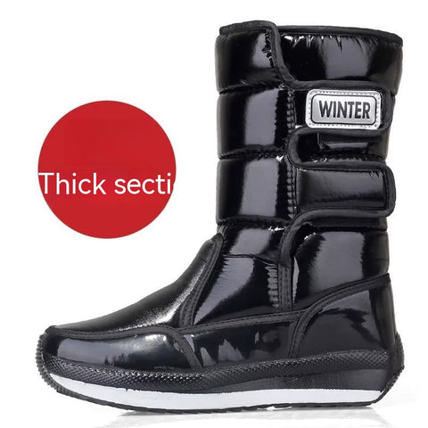 Thick Cotton Shoes Winter Fleece-lined Warm Women's Mid-calf Lightweight Non-slip Snow Boots - Fashionner