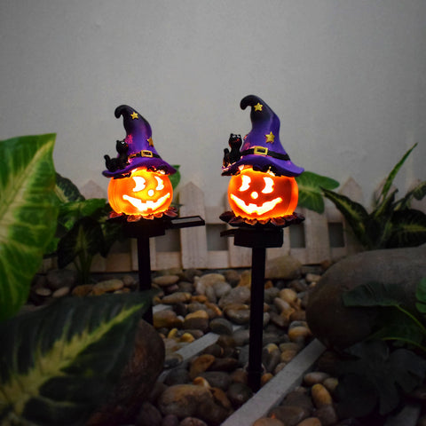 Lanterne Solaire Créative d'Extérieur pour Halloween, Citrouille, Résine, Artisanat, Lumière Décorative pour Ambiance de Fête de Jardin