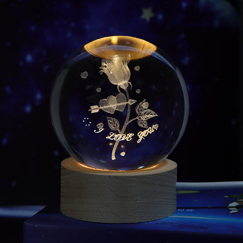 Ciel étoilé lumineux et planètes Lune Cristal de Lune Veilleuse Lampe de projection Lumière d'ambiance Cadeau créatif Nouveau cadeau insolite