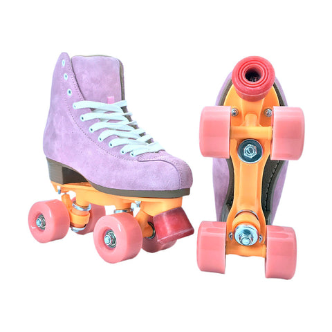 Patin à roulettes en daim violet pour hommes, femmes et enfants