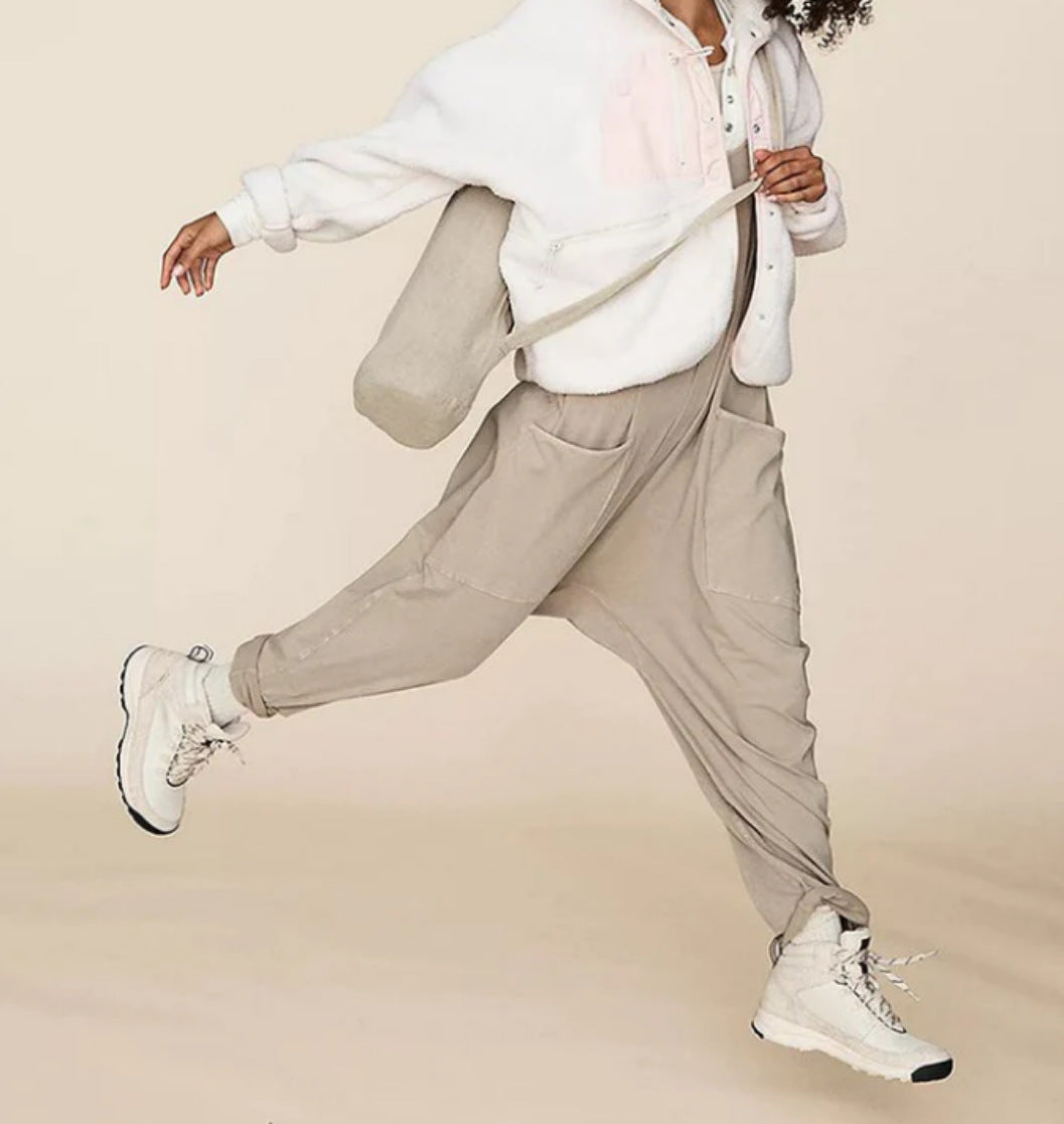 Summer Women's Loose Sleeveless Jumpsuits Spaghetti Strap Long Pant Romper Jumpsuit With Pockets Zipper - Fashionner