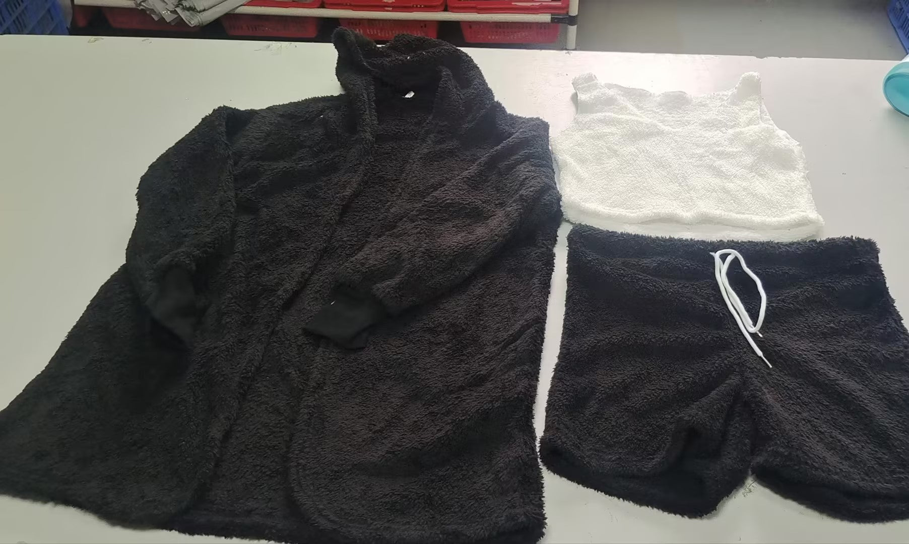 Buy 3Pcs Womens Clothing Long Sleeve Crop Tank Top And Drawstring Shorts Pajama Set online at Fashionner.