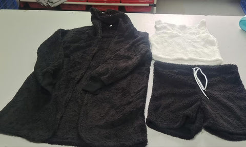 Buy 3Pcs Womens Clothing Long Sleeve Crop Tank Top And Drawstring Shorts Pajama Set online at Fashionner.