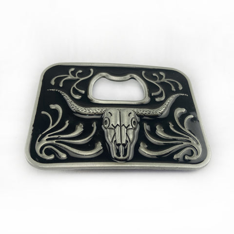 Boucle de ceinture décapsuleur tête de bœuf en alliage de zinc