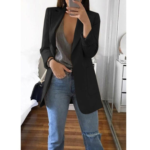Blazer cardigan fin à revers élégant