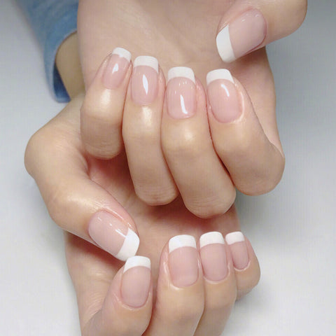 24 Pieces Of French Long Fake Nails - Fashionner