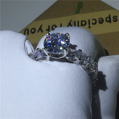 Choucong Bague de promesse design unique 1 carat AAAAA Zircon Cz Argent sterling 925 Bagues de fiançailles et de mariage pour femmes hommes Bijoux