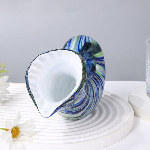Porte-stylo en forme de conque de nautile en verre créatif, ornements de décoration hydroponique