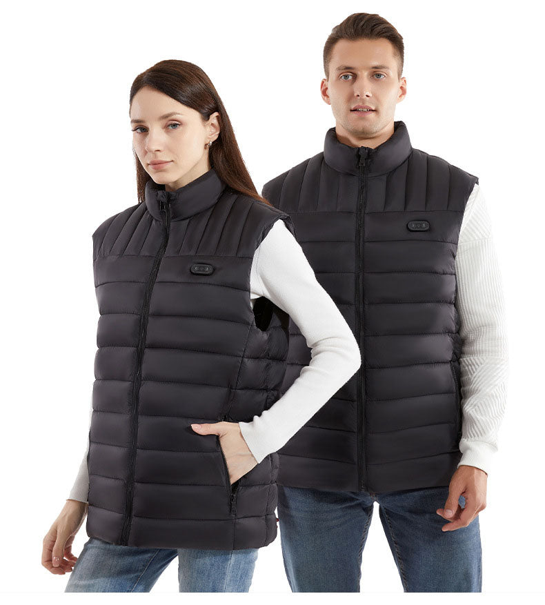 New winter intelligent heating vest, electric heating stand collar, fashionable one click light off function