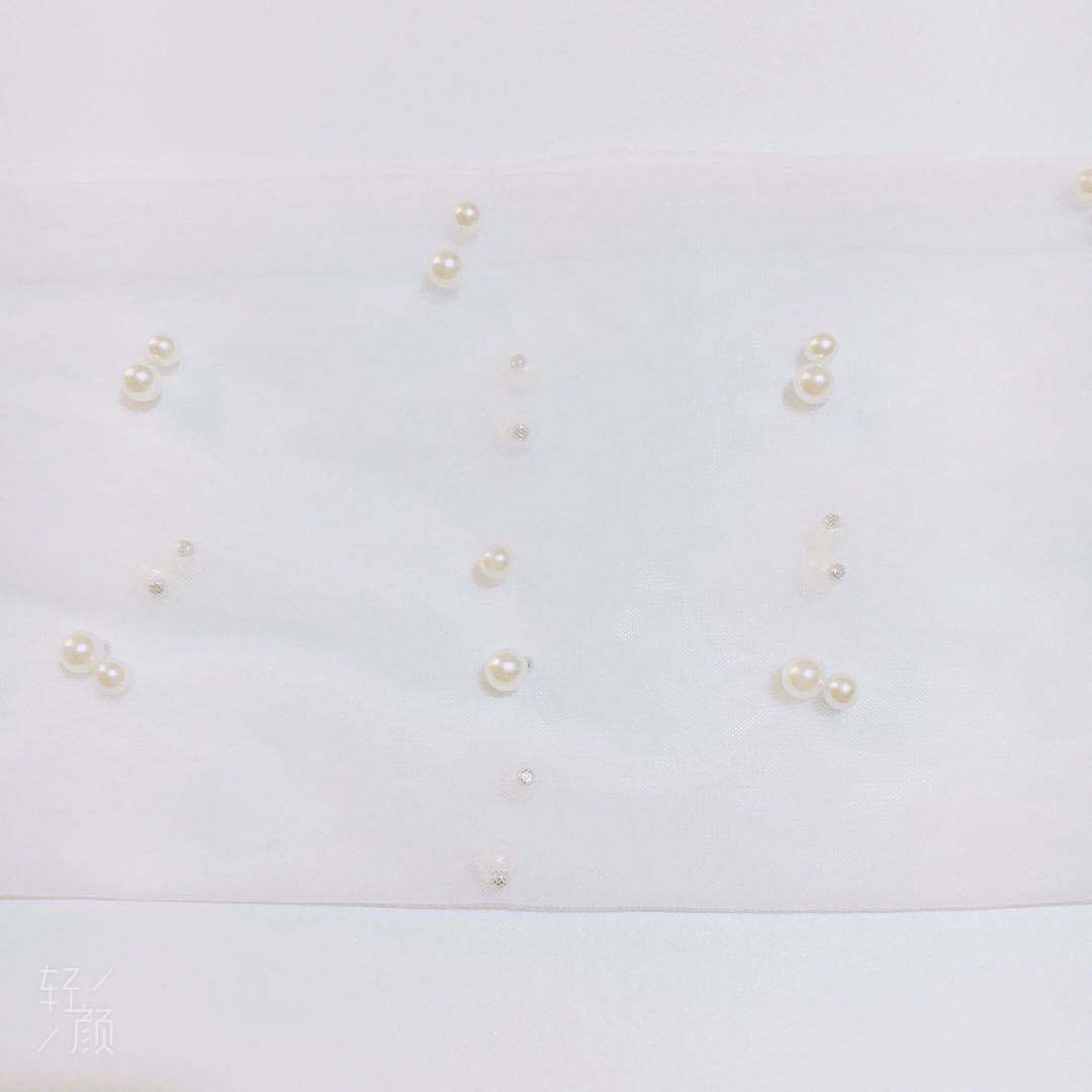 Bridal Wedding Dress Pearl Mesh Gloves White Yarn