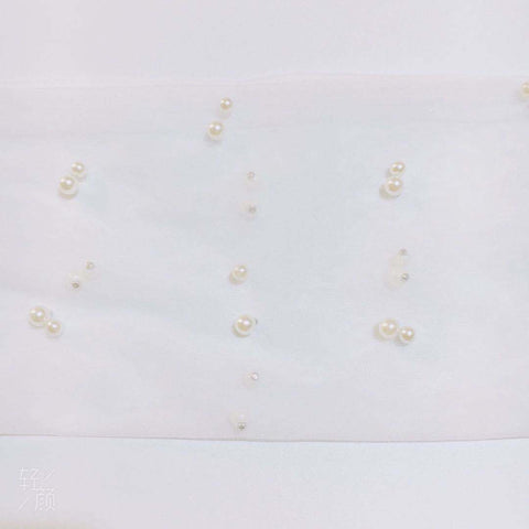 Gants de mariage en tulle et perles pour robe de mariée, coloris blanc