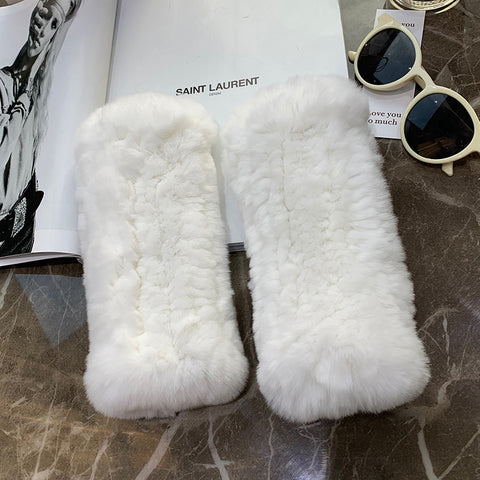 Gants doux, chauds et épais en fourrure de lapin Rex