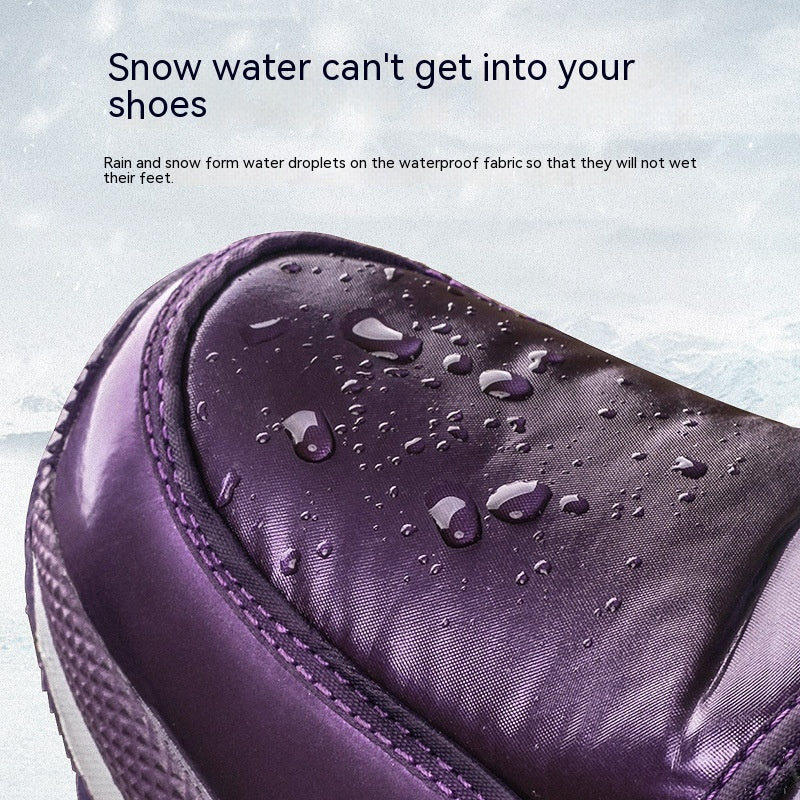 Thick Cotton Shoes Winter Fleece-lined Warm Women's Mid-calf Lightweight Non-slip Snow Boots - Fashionner