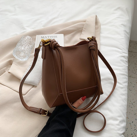 Sac à bandoulière simple grande capacité à la mode, sac seau texturé rétro, sac pour femme