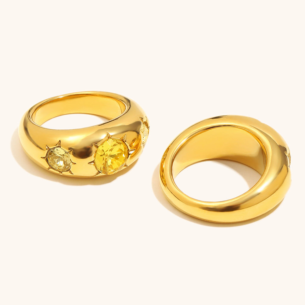 Buy Womens Stainless Steel Ring In Gold-Champagne Color online at Fashionner.