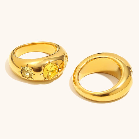 Buy Womens Stainless Steel Ring In Gold-Champagne Color online at Fashionner.