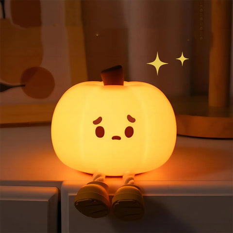 Décoration d'intérieur Lampe de nuit citrouille d'Halloween Mignonne lampe en silicone souple Tactile Intensité réglable Rechargeable Lumière décorative de chevet Cadeaux pour enfants Décorations d'Halloween